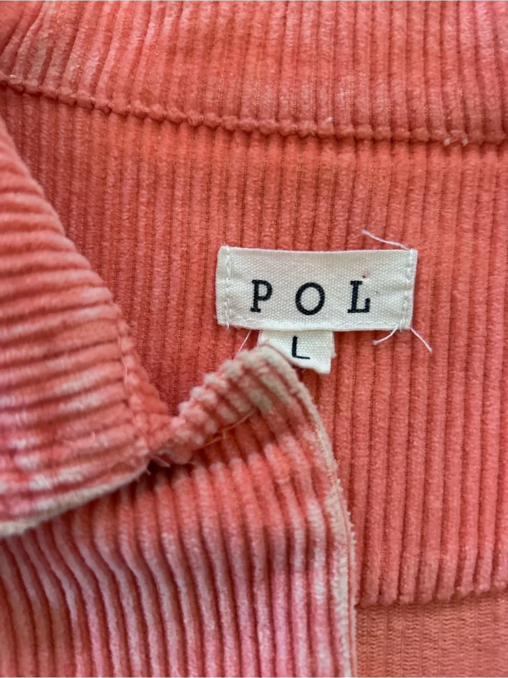 Sz L POL Orange Corduroy Crop Jacket 100% cotton